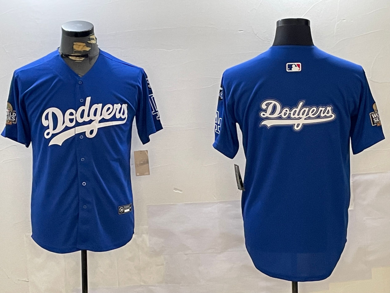 Men Los Angeles Dodgers blank 2024 World series patch blue jersey 20241120120->women mlb jersey->Women Jersey